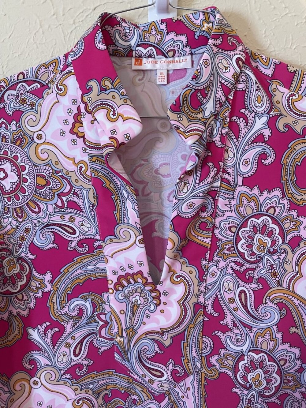 Jude Connally Pink Paisley Print V-Neck Dress, Size XL - Picture 3 of 4